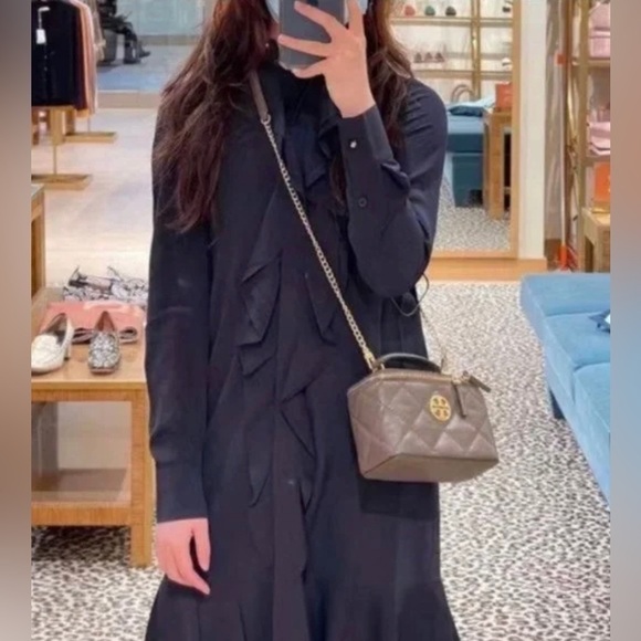 Tory Burch navy blue ruffle dress NWT - Picture 2 of 9